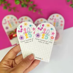 25 Cards "Feliz 2025" com Corte Semicircular, Brindes - comprar online