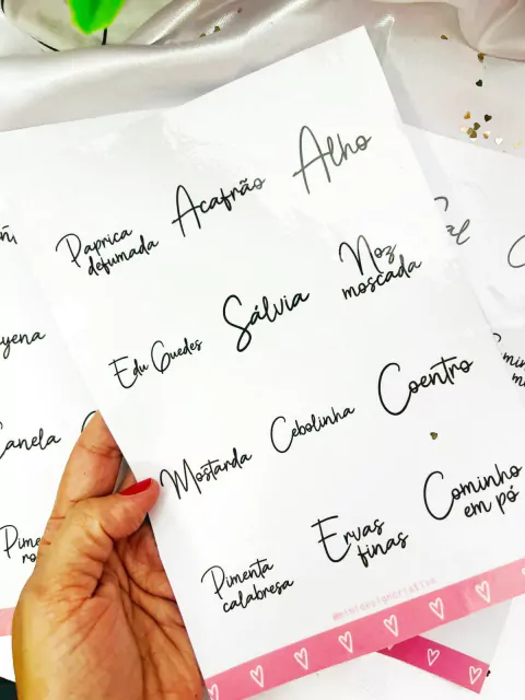 Kit 3 Cartelas de Adesivos Transparente para Temperos