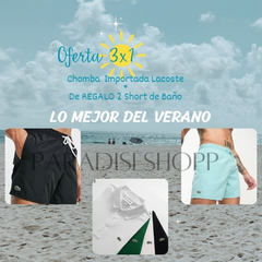 lacoste importado ¡3x1! una chomba + 2 short de baño de regalo