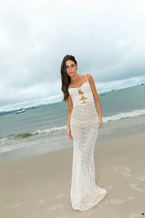 VESTIDO LONGO OFF WHITE MARILIA - CLOUDE