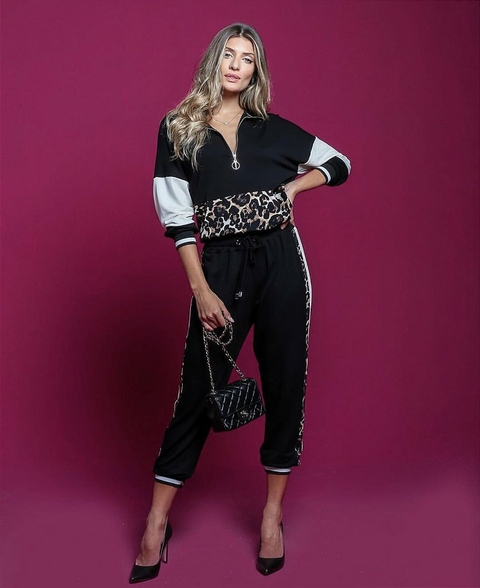 Conjunto Preto com Onça Olivia - Leblog
