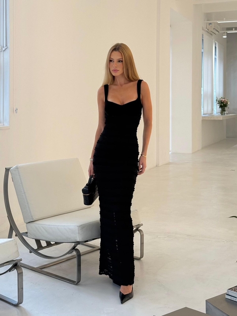 VESTIDO MIDI PRETO MARI - CLOUDE
