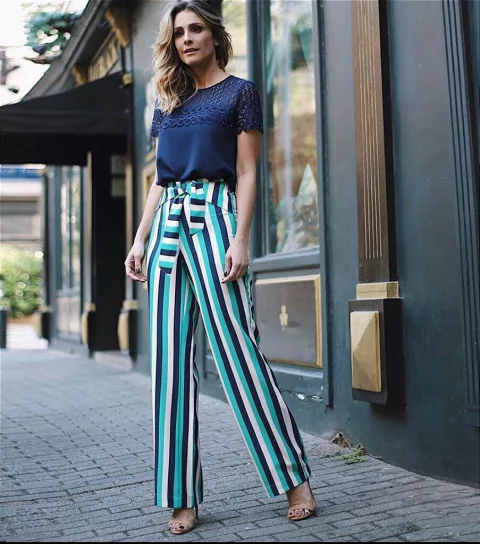 Calça Verde de Crepe Pantalona