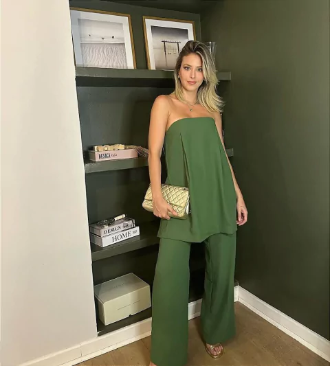 blusa alongada verde - esmeral