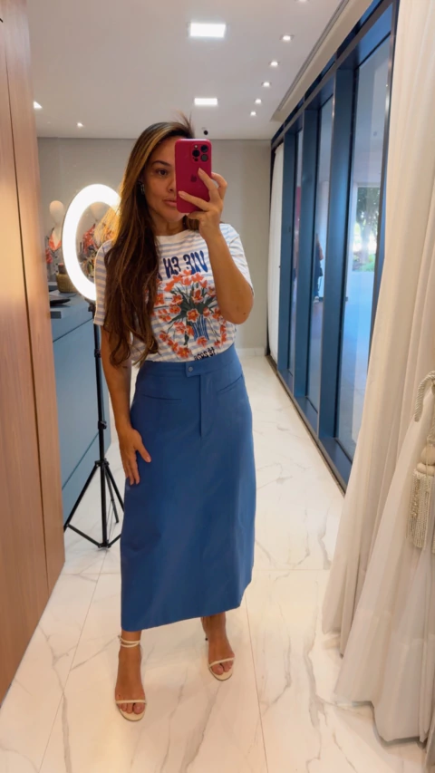 SAIA MIDI AZUL REBECA - AQUARELLA - comprar online