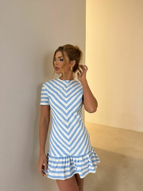 VESTIDO AZUL LISTRADO CATARINA - CLOUDE - comprar online
