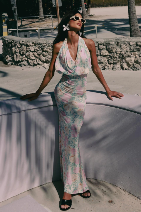 VESTIDO LONGO FLORAL LUDIMILA - CLOUDE - comprar online