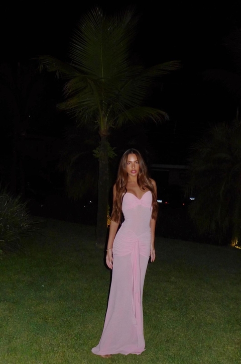 VESTIDO LONGO ROSA EMMA - CLOUDE - comprar online