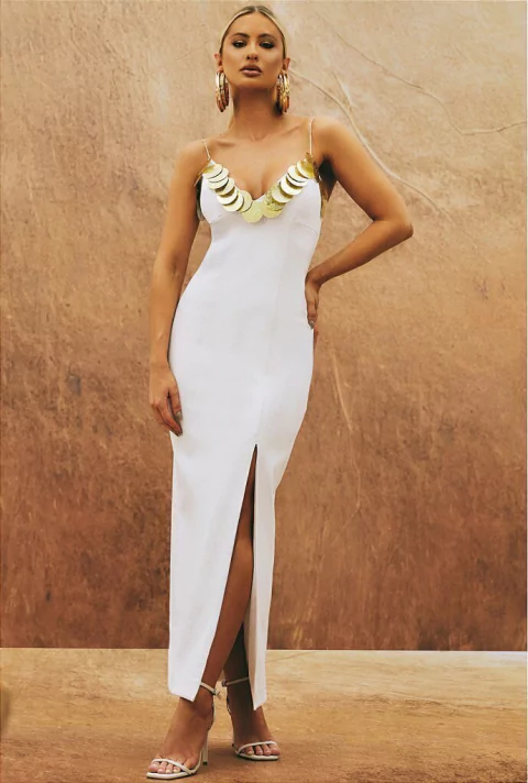 VESTIDO MIDI BRANCO MARACAIPE - ROCK LOLA