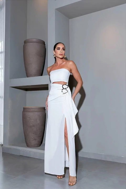 VESTIDO LONGO OFF WHITE CICI - DESNUDE