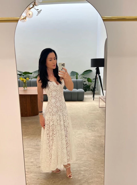 VESTIDO MIDI OFF WHITE CECILIA - CLOUDE - comprar online