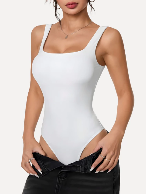 Body Regata Decote Quadrado Branco - comprar online