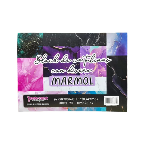 BLOCK PUNTO CERO DE CARTULINAS CON DISEÑO 24HJS MARMOL - comprar online