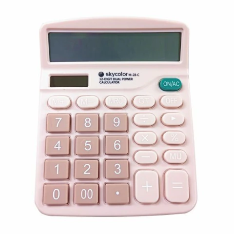 CALCULADORA 12 DIGITOS M-28 SKYCOLOR COLOR ROSA