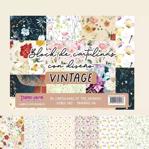 BLOCK DE CARTULINAS X24 PUNTO CERO DOBLE FAZ - VINTAGE
