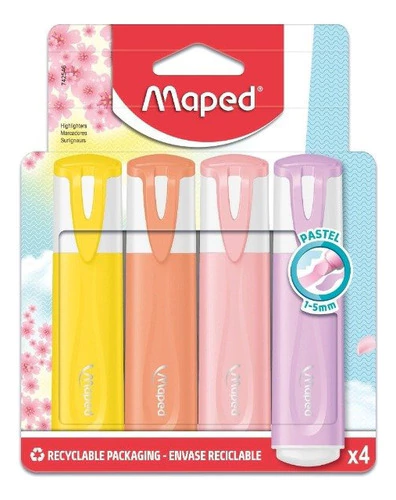 SET RESALTADOR MAPED PASTEL X4 COLORES - comprar online