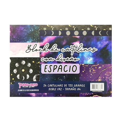 BLOCK PUNTO CERO DE CARTULINAS CON DISEÑO 24HJS ESPACIO - comprar online