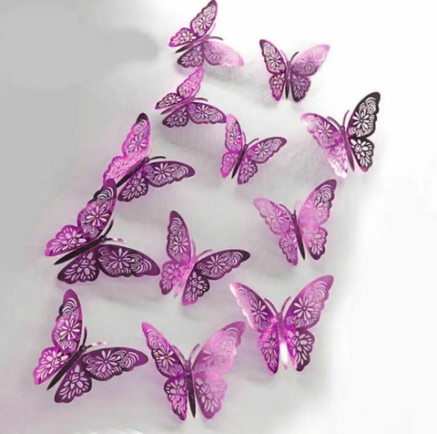 Mariposas decorativas glitter 3D X6 unidades - comprar online
