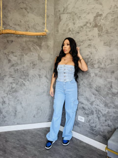 CALÇA JEANS CLARO CARGO - LOJA LOOKAMEIXO