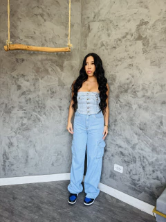 CALÇA JEANS CLARO CARGO - loja online