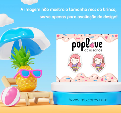 Brinco Resina e Inox - Sereia Sapeca - comprar online