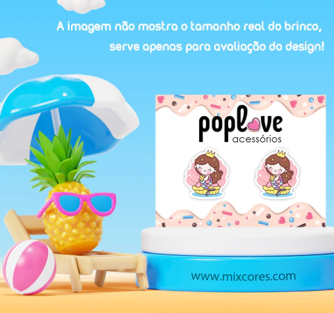 Brinco Resina e Inox - Sereia na Concha - comprar online