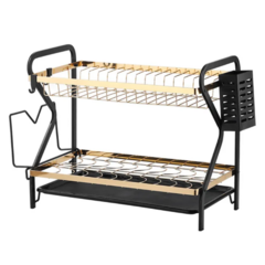 Secaplatos de Lujo Negro y Dorado Acero Inox - comprar online