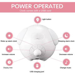 Reloj/Despetador Interactivo Mascota Rosa - tienda online