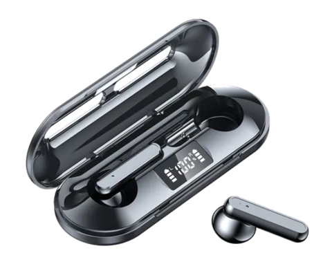 MZ Auricular BT MZ55 - Estuche Ultra Slim con Pantalla LED - Negros