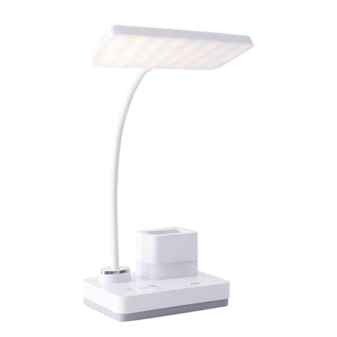 Lampara LED Escritorio con Lapicero - Luz de Noche - Soporte Celu - Blanco