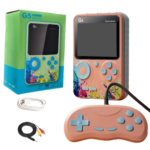 Consola Retro G5 - 500 Juegos - Joystick Extra - 8Bits- Rosa/Azul