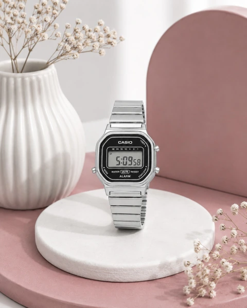 Relógio Casio Mini Retrô - Prata/Preto