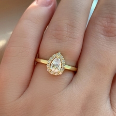 ANEL ZIRCÔNIA GOTA DOURADO - comprar online
