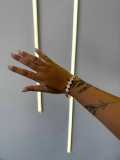PULSEIRA BRACELETE TREVO CRAVEJADO EM ZIRCONIA- DOURADO