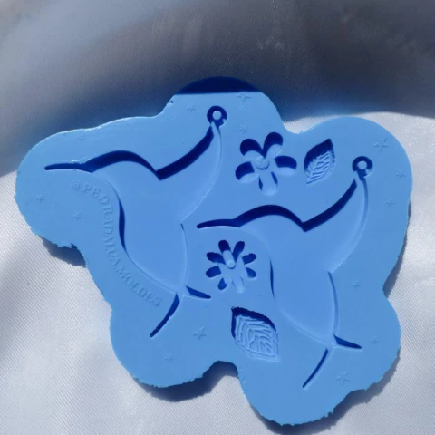Chaveiro Beija Flor + pingentes - Molde de Silicone para Resina