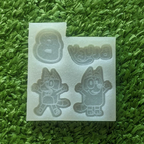 Bluey e bingo | Molde de silicone com 4 cavidades - comprar online