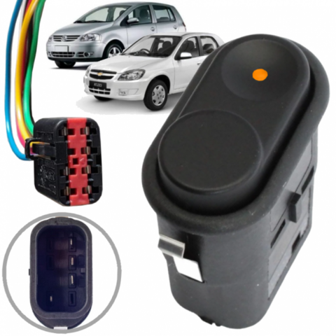 Kit Botão Vidro Elétrico GM Celta VW Fox Console 4 pinos Led Ambar com Chicote - comprar online