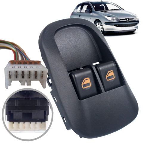 Kit Botão Vidro Elétrico Peugeot 206 Duplo Kostal com Chicote - comprar online