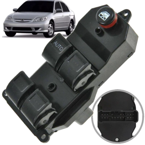 CD8285 Botão Vidro Elétrico Honda Civic CRV 2001 a 2006 Quádruplo - comprar online
