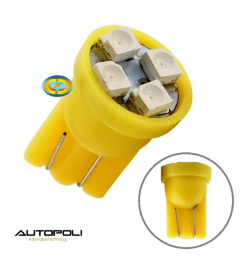 CD5271 Lâmpada T10 Pingo Amarelo 4 Leds 12V 1.8W Autopoli Par - comprar online