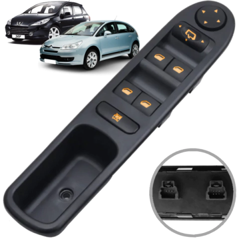 CD6636 Botão Vidro Elétrico Peugeot 307 Citroen C4 Quádruplo com Retrovisor - comprar online