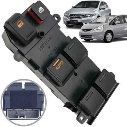 CD1405 Botão Vidro Elétrico Honda City New Fit 2009 a 2015 Quádruplo - comprar online