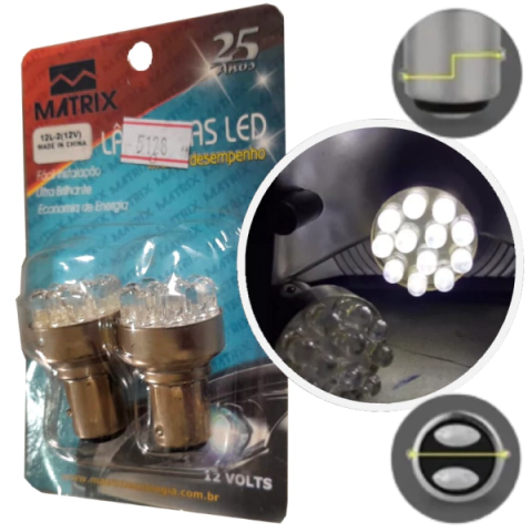 CD5128 Lâmpada 1034 2 Polos 12V Super Branca 12 Leds Matrix Par - comprar online