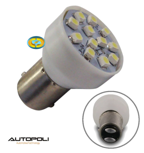 CD9048 Lâmpada 1034 2 Polos 24V Super Branca 12 Leds Autopoli Caminhão Par - comprar online