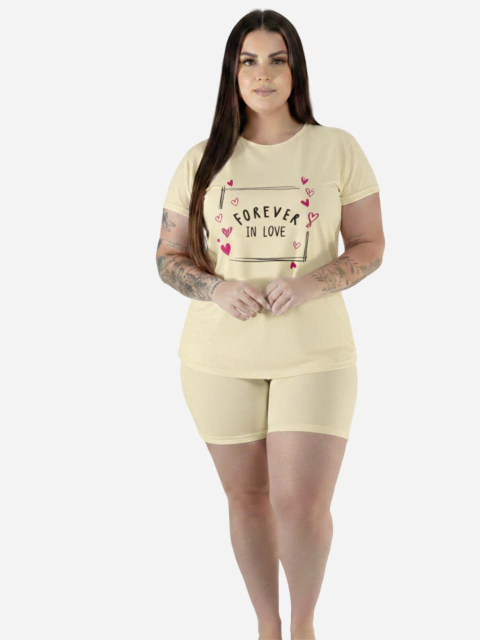 Pijama Manga Curta Plus Feminino Estampa Sortida na internet