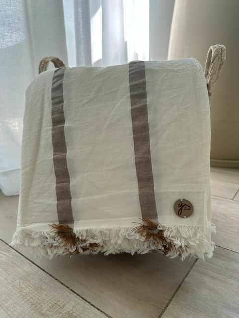 MANTA TUSOR RAYAS TOSTADO - comprar online