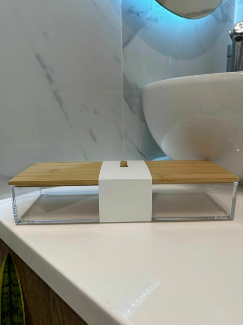 CAJITA ACRILICA CON TAPA BAMBÚ