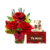 Trio de Rosas + Chocolate "Te amo"+ Pitico "Eu Te Amo Nunca Sai de Moda" - comprar online