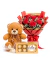 Kit buquê de 6 rosas vermelhas com urso médio + Ferrero Rocher - comprar online