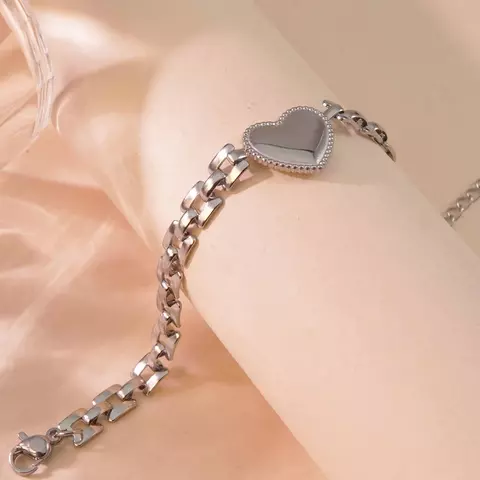 PULSERA HEART TRAMADA SILVER - comprar online